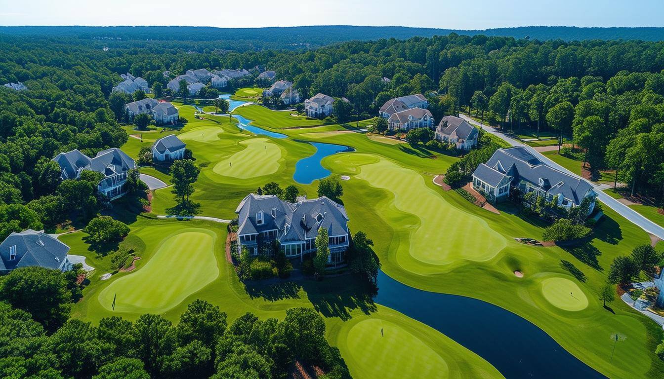 Ballentyne, north carolina residential homes on golf course aerial
