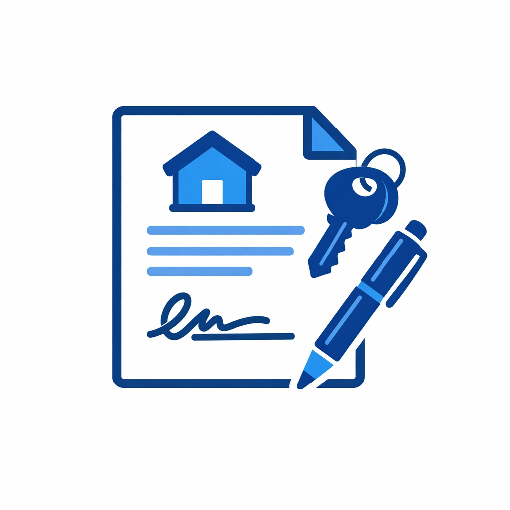 Lease signing icon no text shades of blue and whiteFlat vector icon exact size 1024x1024 pixels 11 aspect ratioCentered compositionPrimary subject mus