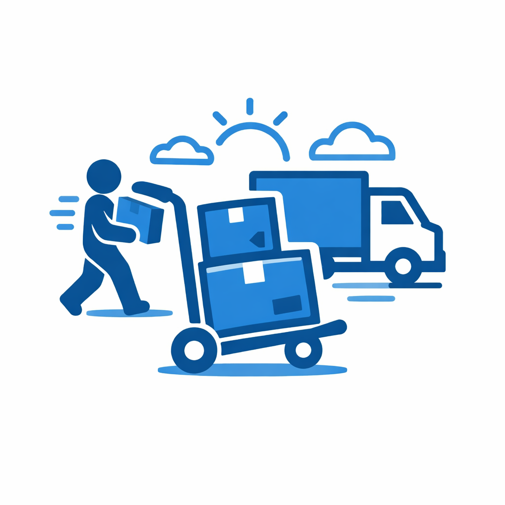 Move in process icon no text no house real estate theme shades of blue and whiteFlat vector icon exact size 1024x1024 pixels 11 aspect ratioCentered c-1