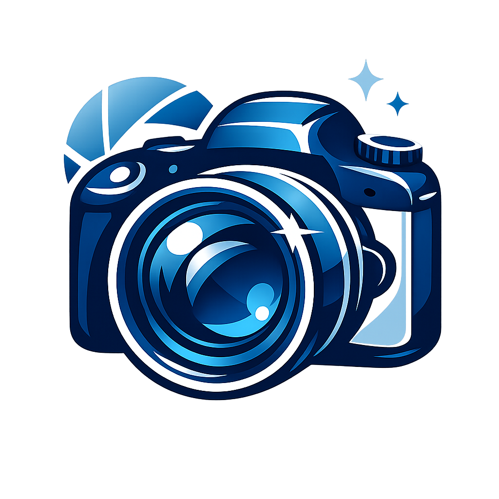 Professional photography icon no text shades of blue and white-1