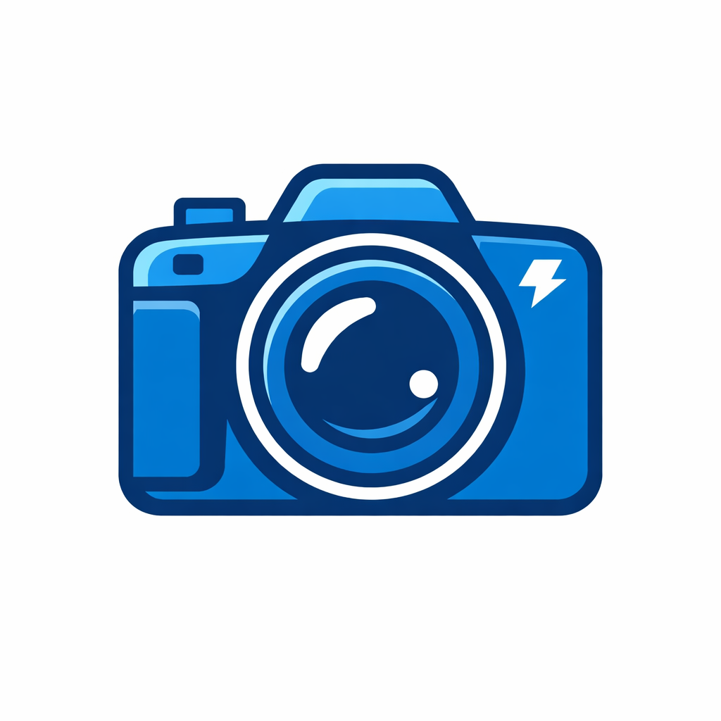 Professional photography icon no text shades of blue and whiteFlat vector icon exact size 1024x1024 pixels 11 aspect ratioCentered compositionPrimary-1