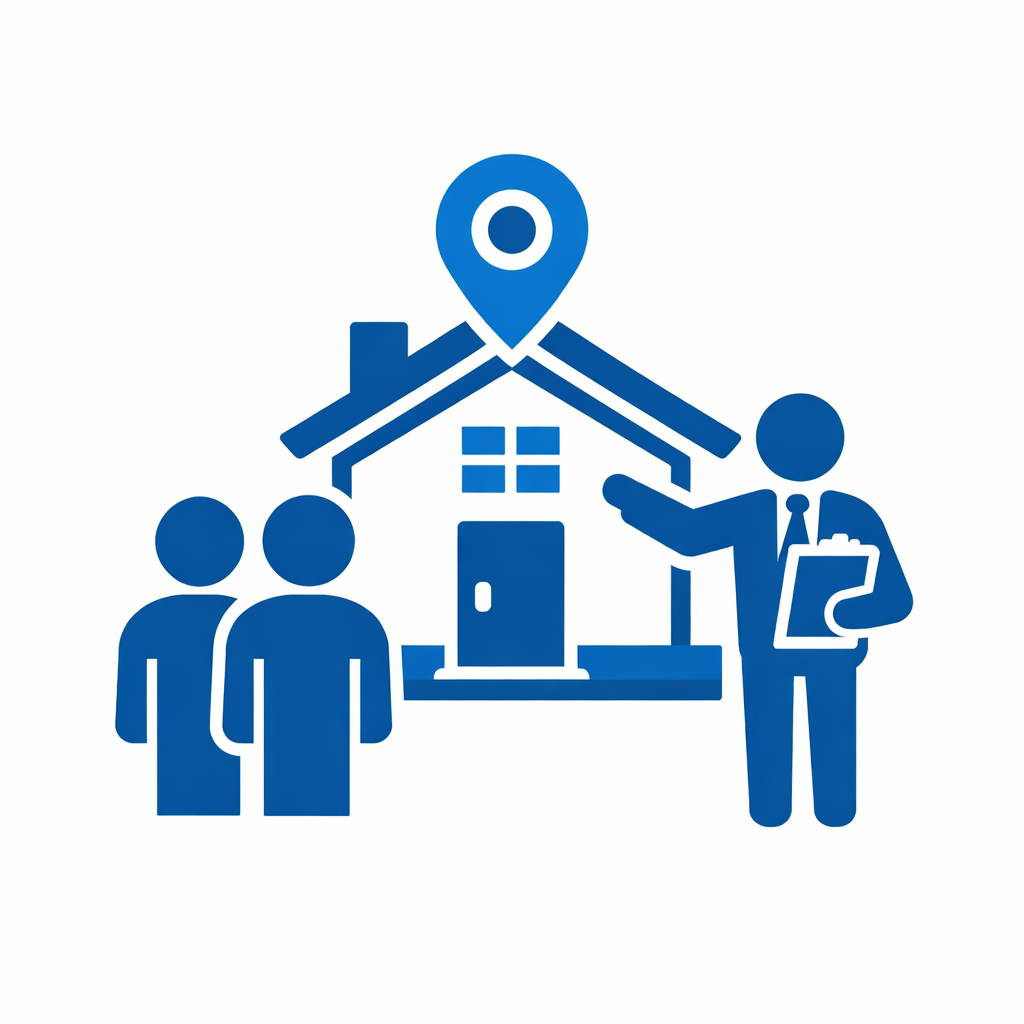 Showings  property tour icon no text real estate theme shades of blue and whiteFlat vector icon exact size 1024x1024 pixels 11 aspect ratioCentered co-2