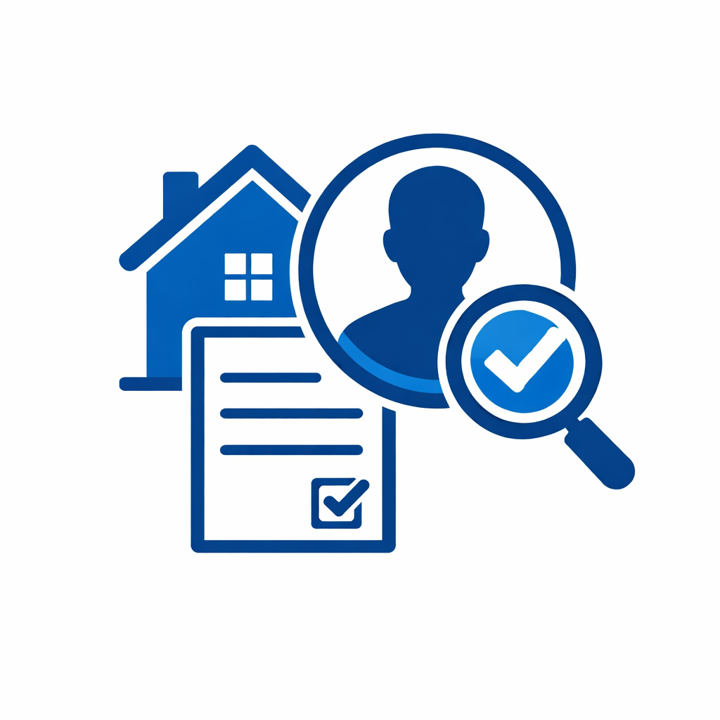 Tenant screening icon no text real estate theme shades of blue and whiteFlat vector icon exact size 1024x1024 pixels 11 aspect ratioCentered compositi-1